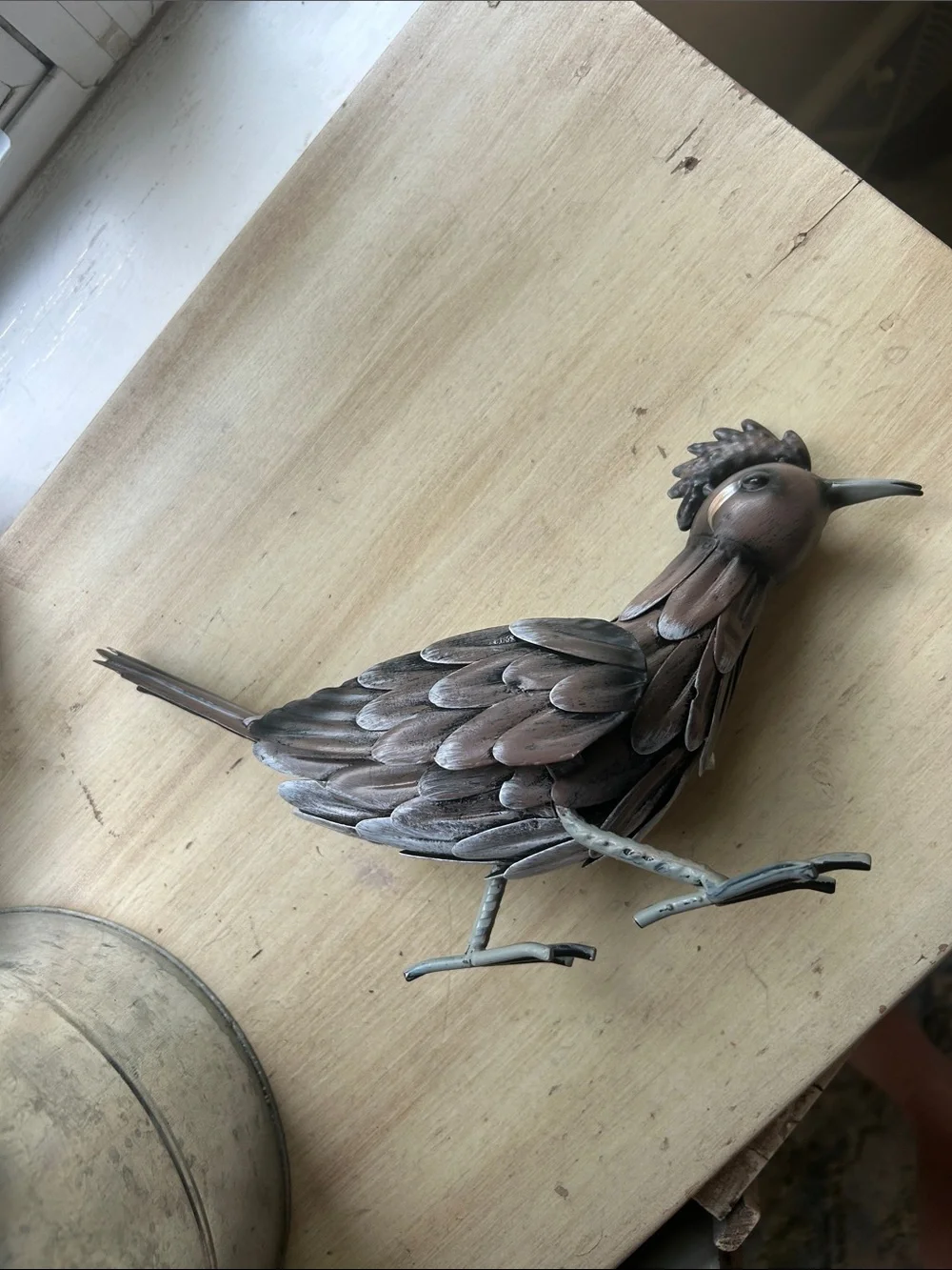 Decorative Metal roadrunner Bird Figurine - Brown